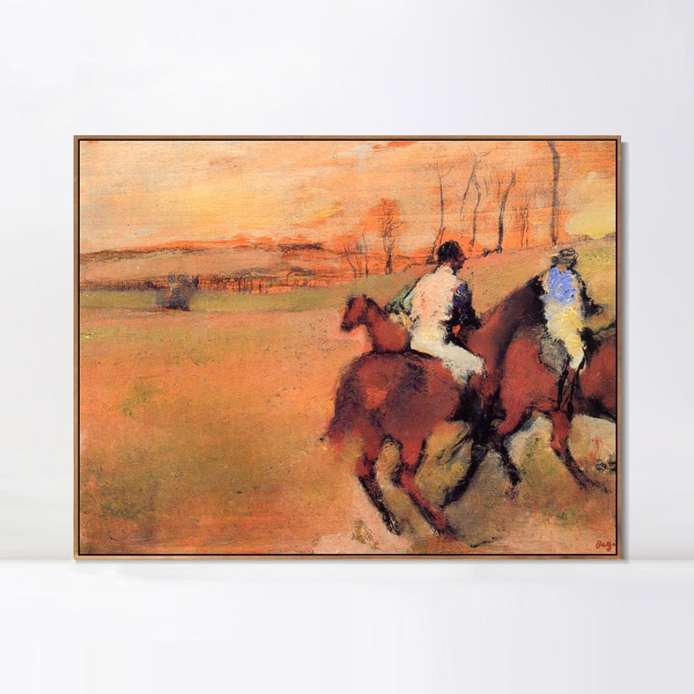 INVIN ART Framed Canvas Giclee Print Art Horses and Jockeys,circa 1886-1990 by Edgar Degas Wall Art
