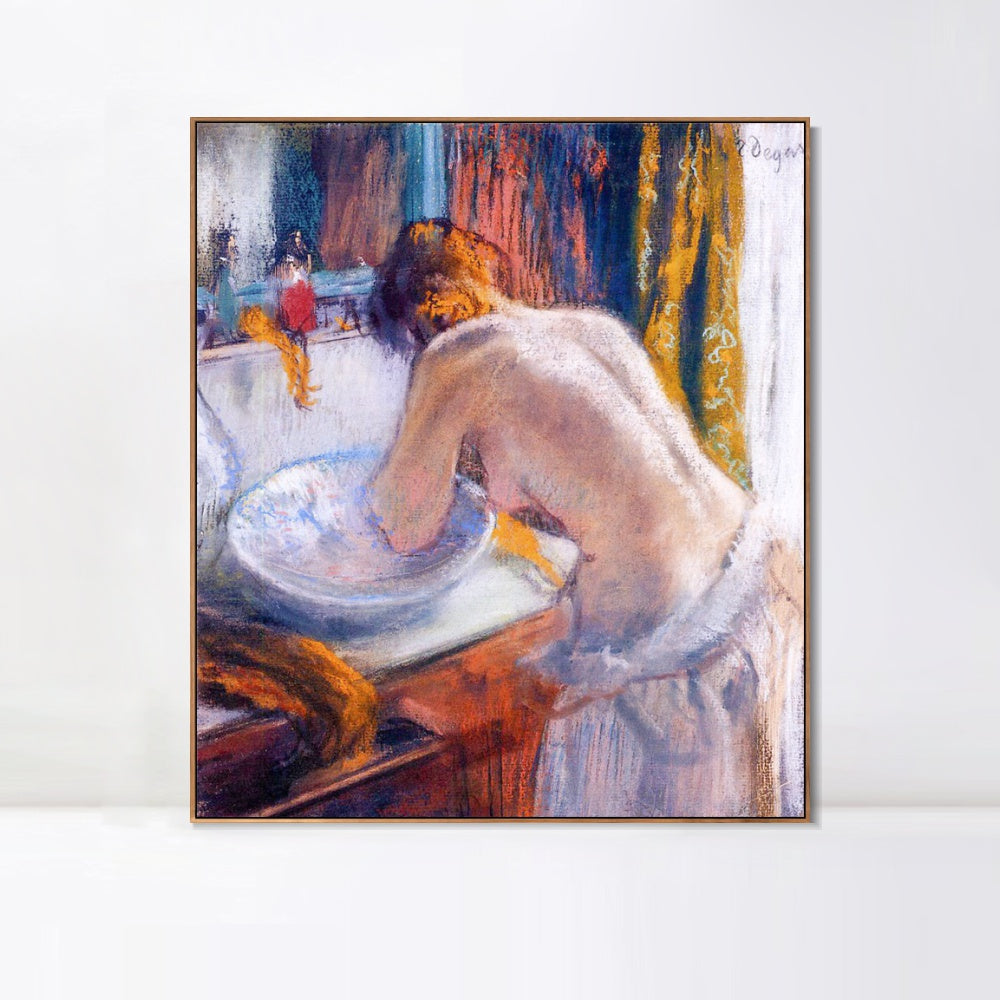 INVIN ART Framed Canvas Giclee Print Art La Toilette,1884-1886 by Edgar Degas Wall Art Living Room Home Office Decorations