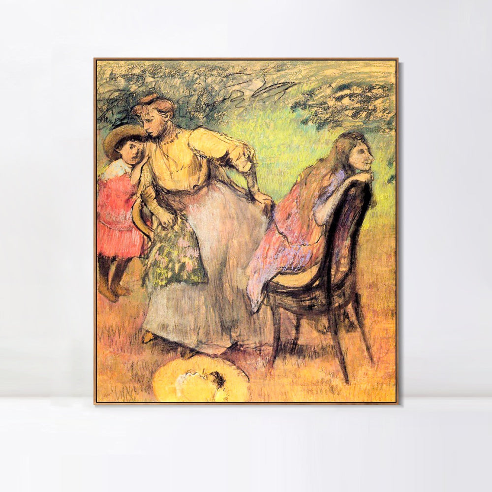 INVIN ART Framed Canvas Giclee Print Art Madame Alexis Rouart and Her Children by Edgar Degas Wall Art