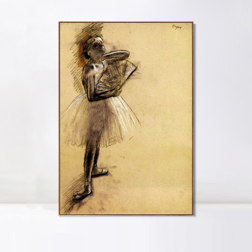 INVIN ART Framed Canvas Giclee Print Art Dancer with a Fan - 1880 by Edgar Degas Wall Art