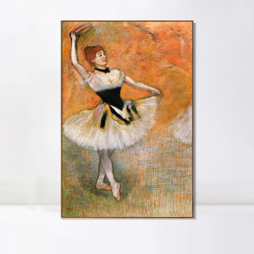 INVIN ART Framed Canvas Giclee Print Art Dancer with Tambourine ,1882 by Edgar Degas Wall Art