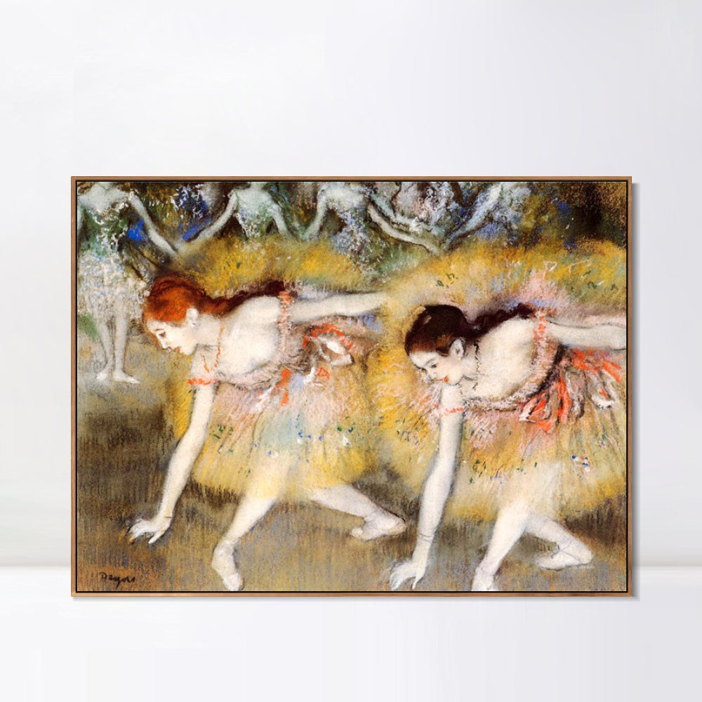 INVIN ART Framed Canvas Giclee Print Art Dancers Bending Down by Edgar Degas Wall Art