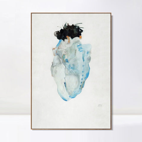 INVIN ART Framed Canvas Giclee Print Art Crouching Nude by Egon Schiele Wall Art Living Room Home Office Decorations