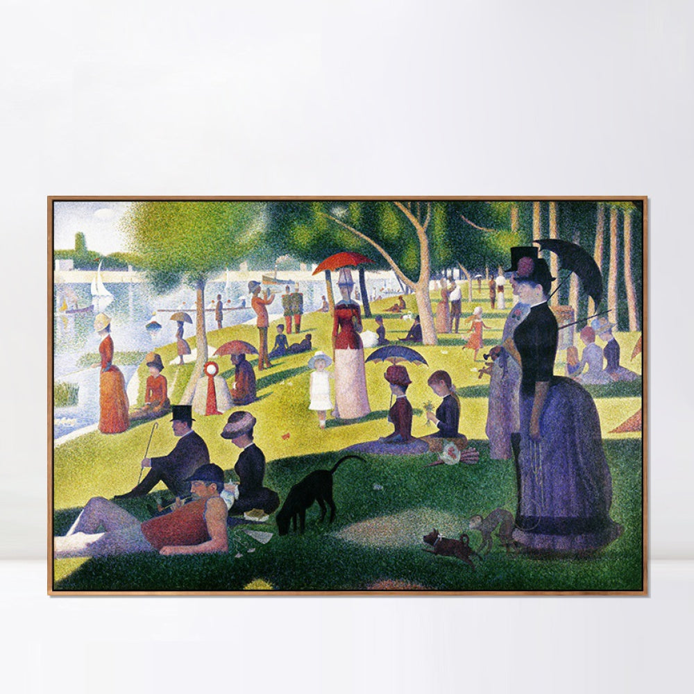 INVIN ART Framed Canvas Giclee Print Art A Sunday Afternoon on the Island of La Grande Jatte by Georges Seurat Wall Art Living Room Home Office Decorations