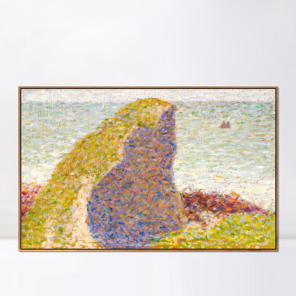 INVIN ART Framed Canvas Giclee Print Art Le Bec du Hoc ¨¤ Grandcamp by Georges Seurat Wall Art Living Room Home Office Decorations