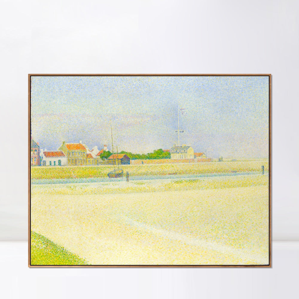 INVIN ART Framed Canvas Giclee Print Art Der Kanal von Gravelines, Grand Fort-Philippe by Georges Seurat Wall Art Living Room Home Office Decorations