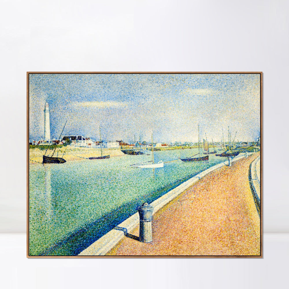 INVIN ART Framed Canvas Giclee Print Art Der Kanal von Gravelines, Petit-Fort-Philippe by Georges Seurat Wall Art Living Room Home Office Decorations