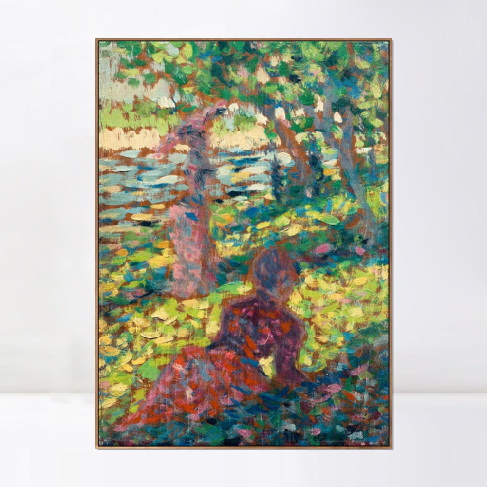 INVIN ART Framed Canvas Giclee Print Art Series#008 by Georges Seurat Wall Art Living Room Home Office Decorations