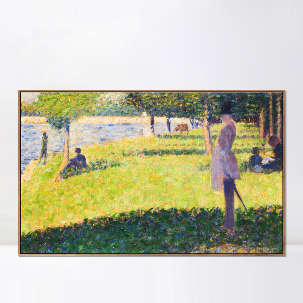 INVIN ART Framed Canvas Giclee Print Art Series#015 by Georges Seurat Wall Art Living Room Home Office Decorations