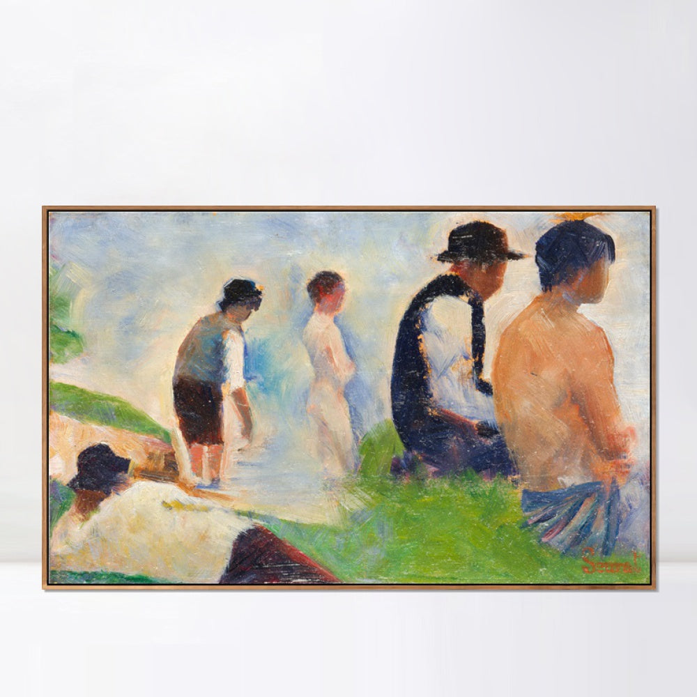 INVIN ART Framed Canvas Giclee Print Art Series#019 by Georges Seurat Wall Art Living Room Home Office Decorations