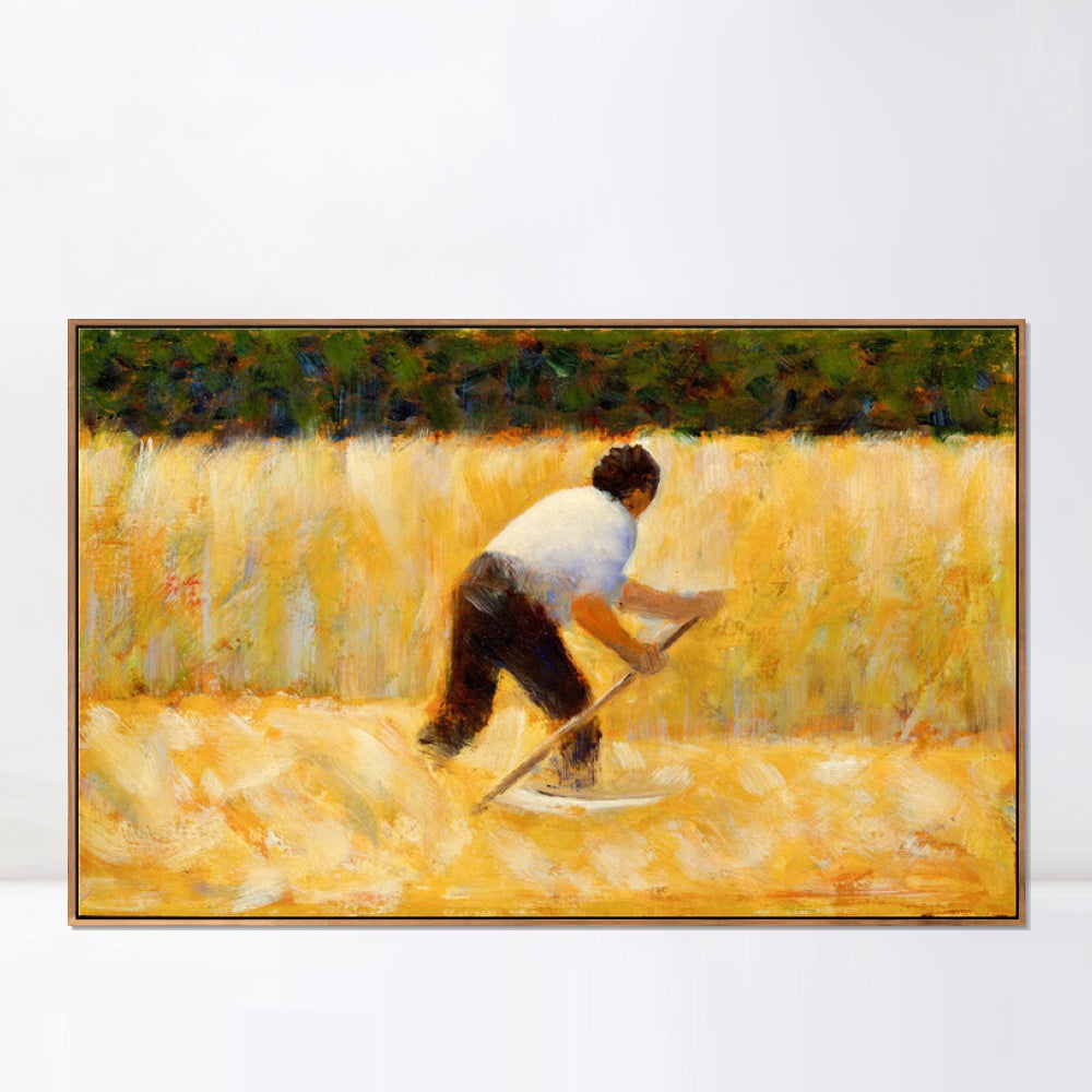 INVIN ART Framed Canvas Giclee Print Art Le Faucheur by Georges Seurat Wall Art Living Room Home Office Decorations