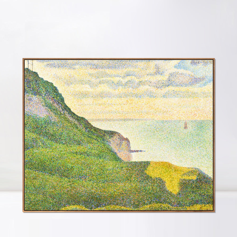 INVIN ART Framed Canvas Giclee Print Art Cranes and the breakthrough in Port-en-Bessin by Georges Seurat Wall Art Living Room Home Office Decorations