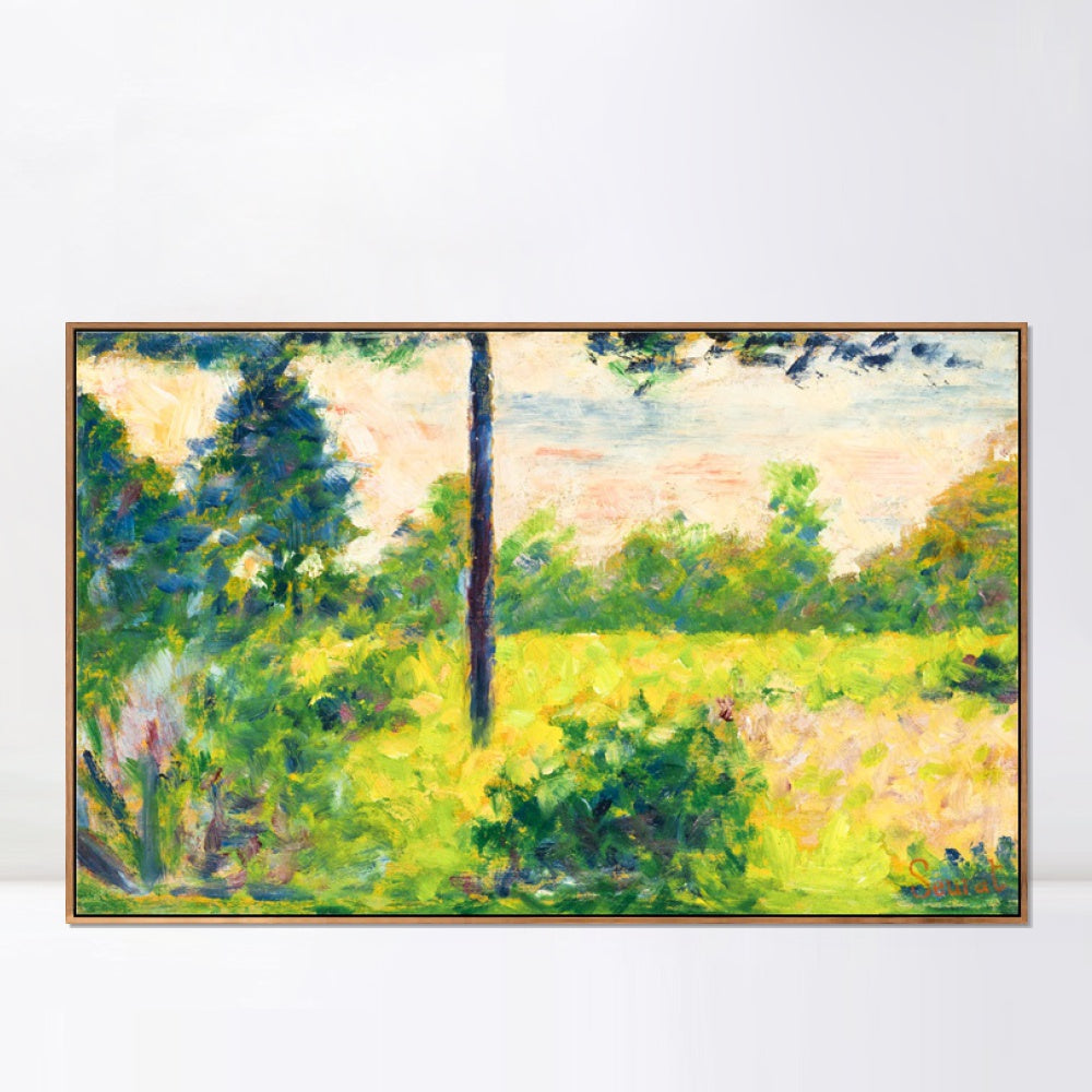 INVIN ART Framed Canvas Giclee Print Art Pianura con alberi a Barbizon by Georges Seurat Wall Art Living Room Home Office Decorations