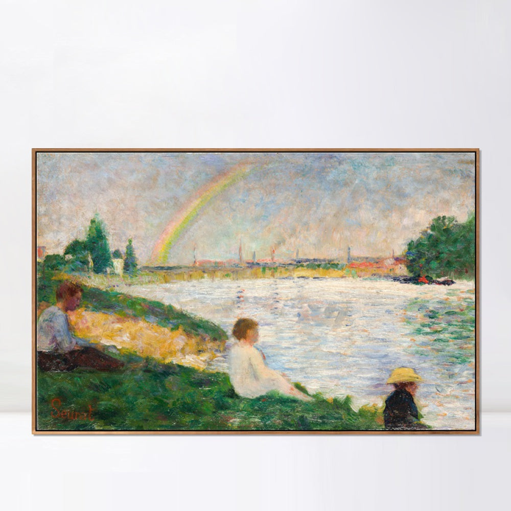 INVIN ART Framed Canvas Giclee Print Art Series#038 by Georges Seurat Wall Art Living Room Home Office Decorations