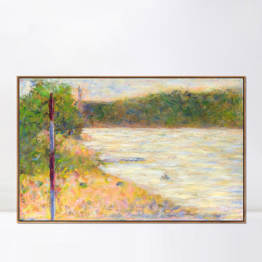 INVIN ART Framed Canvas Giclee Print Art Series#039 by Georges Seurat Wall Art Living Room Home Office Decorations