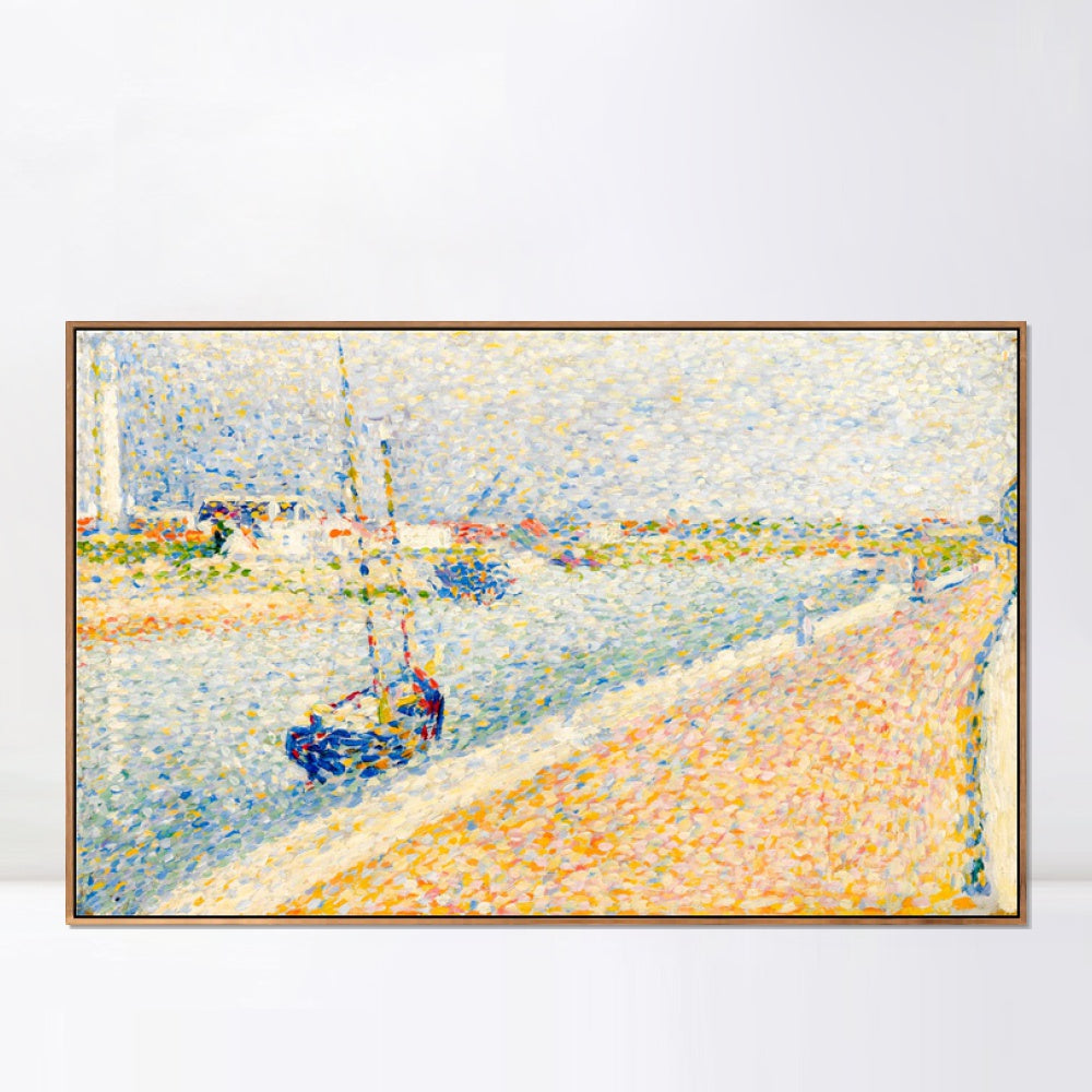 INVIN ART Framed Canvas Giclee Print Art Series#041 by Georges Seurat Wall Art Living Room Home Office Decorations