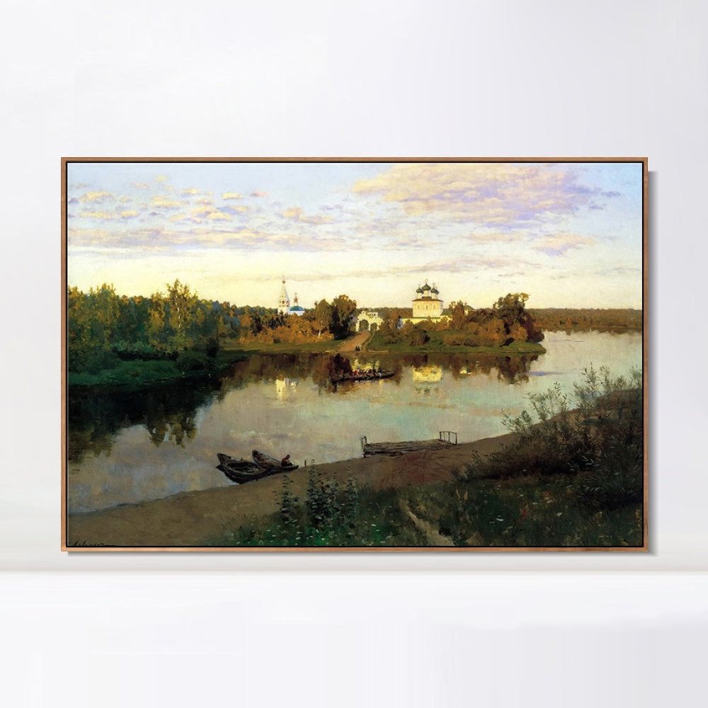 INVIN ART Framed Canvas Giclee Print Evening Bells by Isaac Levitan Wall Art