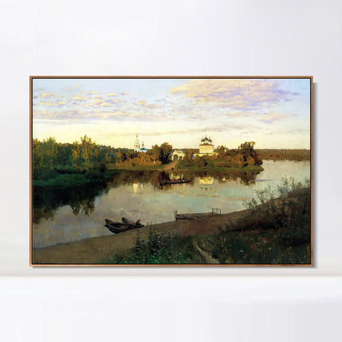 INVIN ART Framed Canvas Giclee Print Evening Bells by Isaac Levitan Wall Art Living Room Home Office Decorations