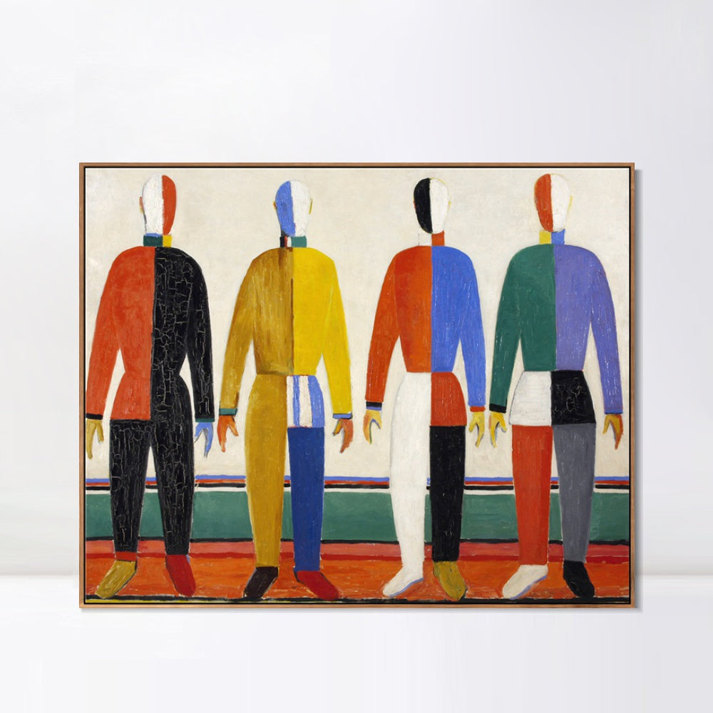 INVIN ART Framed Canvas Giclee Print Art Sportsmen by Kasimir Malevich Wall Art Living Room Home Office Decorations