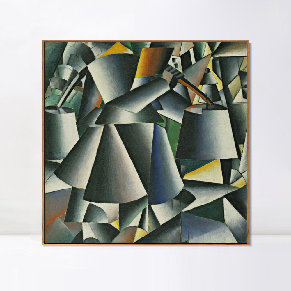 INVIN ART Framed Canvas Giclee Print Art Peasant Woman with Buckets by Kasimir Malevich Wall Art Living Room Home Office Decorations