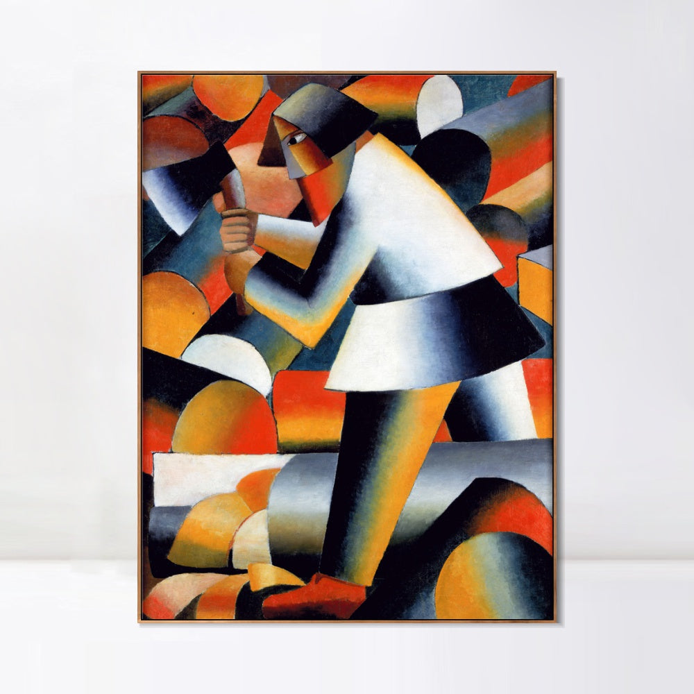INVIN ART Framed Canvas Giclee Print Art Woodcutter by Kasimir Malevich Wall Art Living Room Home Office Decorations