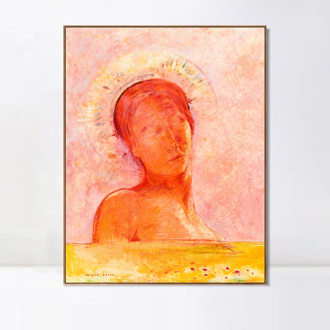 INVIN ART Framed Canvas Closed Eyes by Odilon Redon Wall Art Living Room Home Office Decorations