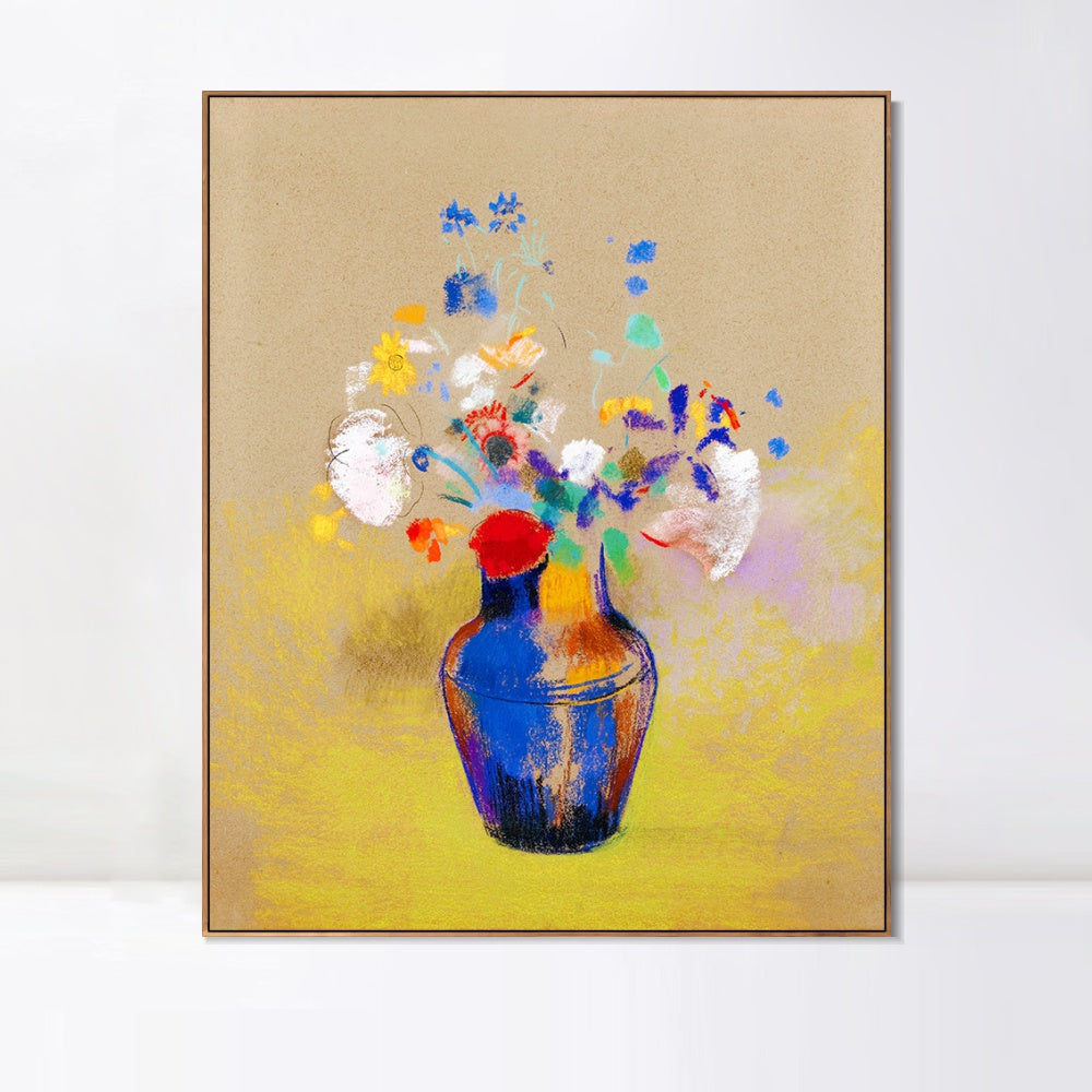 INVIN ART Framed Canvas Flowers in a Vase by Odilon Redon Wall Art Living Room Home Office Decorations