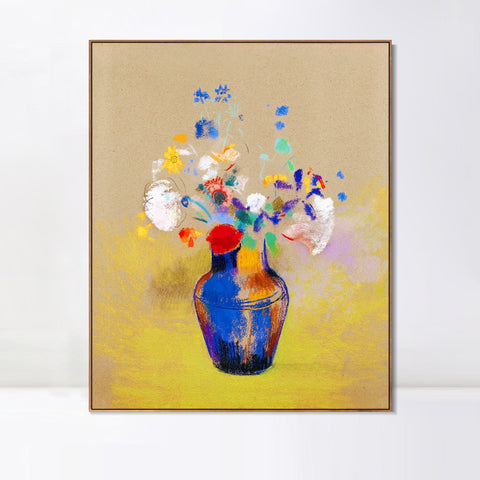INVIN ART Framed Canvas Flowers in a Vase by Odilon Redon Wall Art Living Room Home Office Decorations