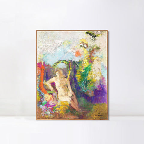 INVIN ART Framed Canvas Landscape with Eve by Odilon Redon Wall Art Living Room Home Office Decorations