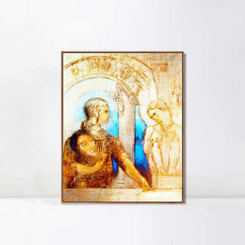 INVIN ART Framed Canvas The Mystical Knight by Odilon Redon Wall Art Living Room Home Office Decorations