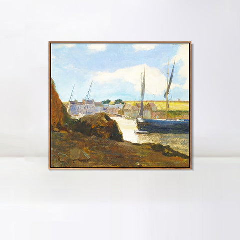 INVIN ART Framed Canvas The Port of Morgat by Odilon Redon Wall Art Living Room Home Office Decorations