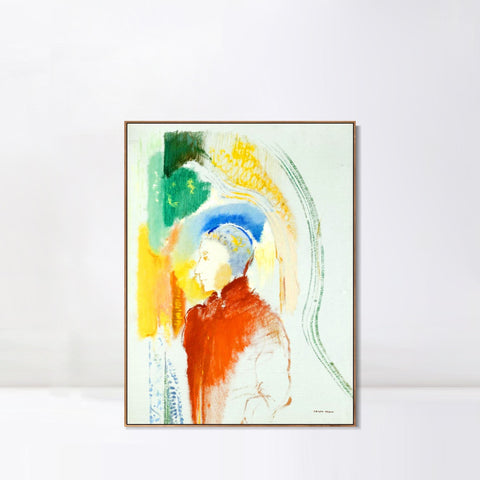 INVIN ART Framed Canvas A Figure by Odilon Redon Wall Art Living Room Home Office Decorations