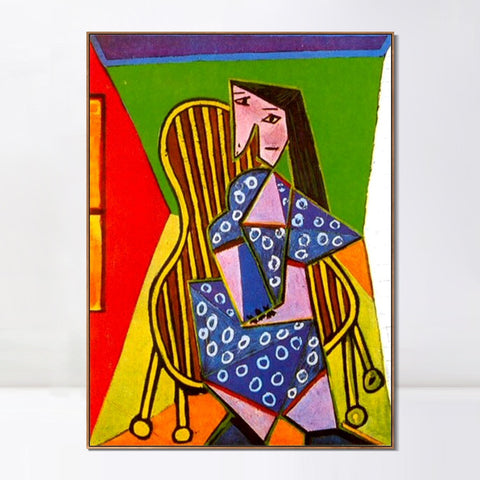 INVIN ART Framed Canvas Giclee Print Art 1941 Femme assise dans un fauteuil by Pablo Picasso Wall Art Living Room Home Office Decorations