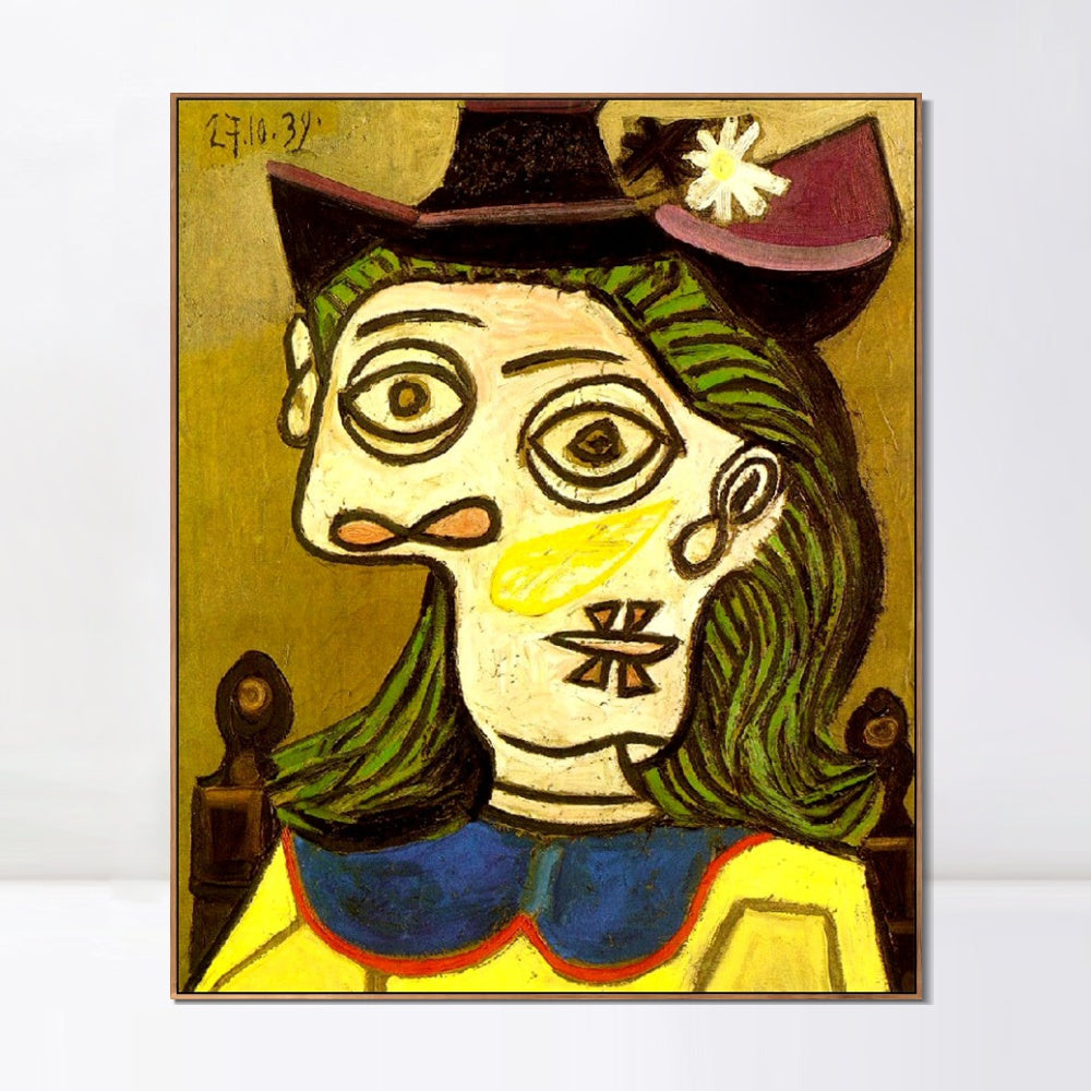 INVIN ART Framed Canvas Giclee Print Art 1939 Woman's head with purple hat by Pablo Picasso Wall Art