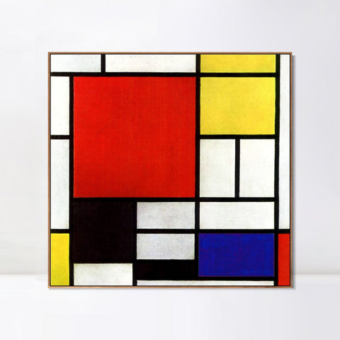 INVIN ART Framed Canvas Abstract Composition in Red, Yellow, Blue and Black, 1921 by Piet Cornelies Mondrian Wall Art Living Room Home Office Decorations
