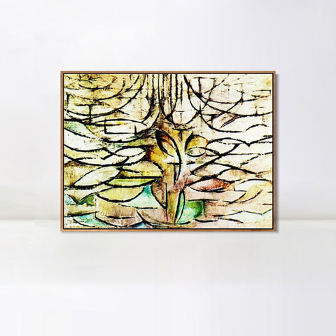 INVIN ART Framed Canvas Apple Tree in Bloom by Piet Cornelies Mondrian Wall Art Living Room Home Office Decorations