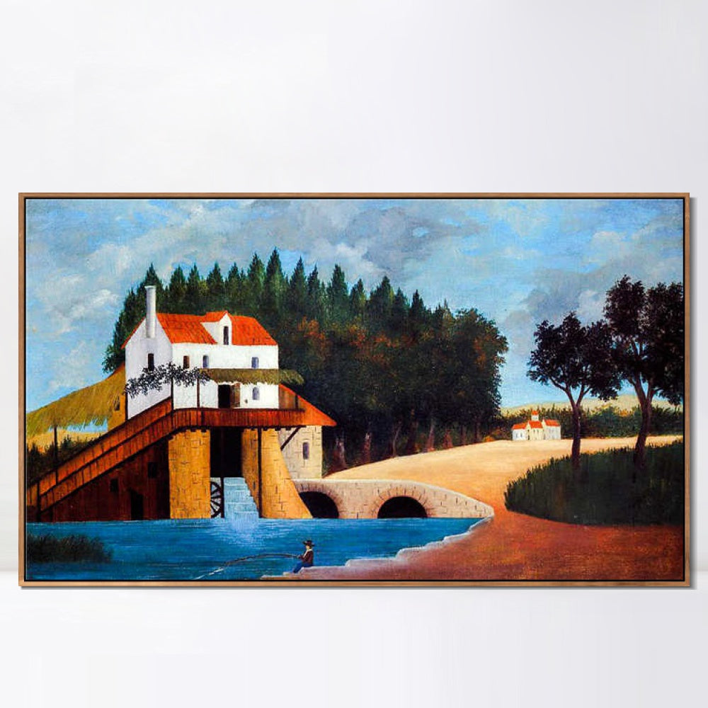 INVIN ART Framed Canvas Giclee Print Art The Mill by Henri Rousseau Wall Art