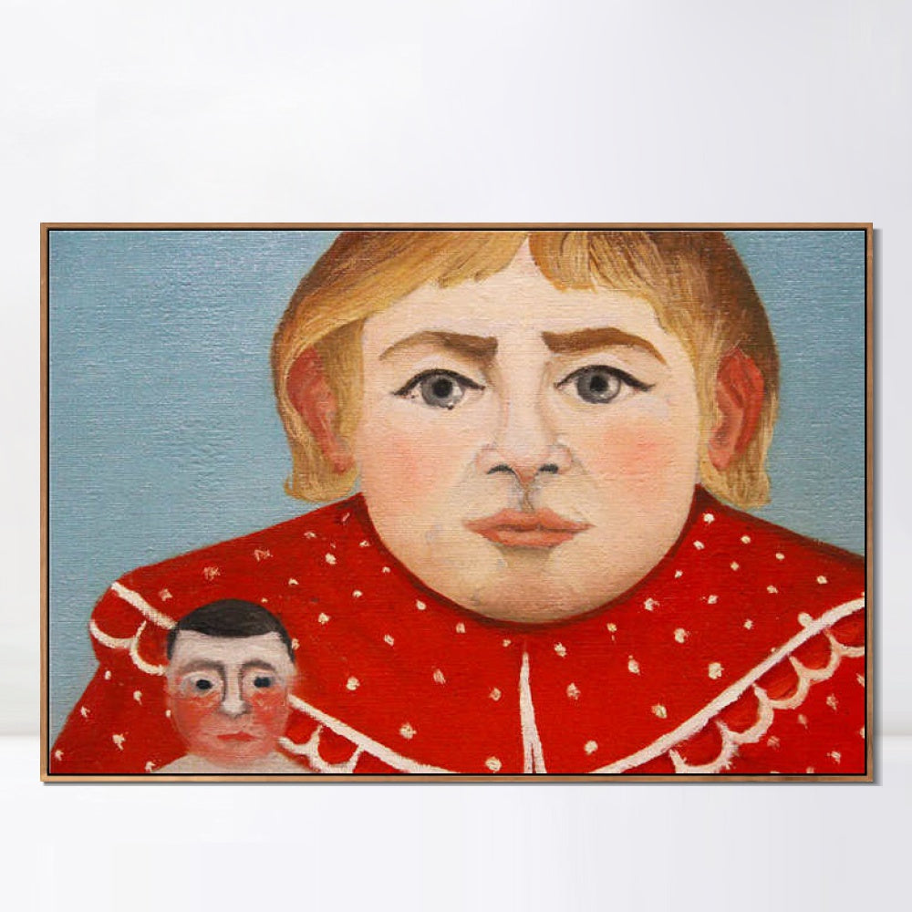 INVIN ART Framed Canvas Giclee Print Art The Girl with a Doll#2 by Henri Rousseau Wall Art
