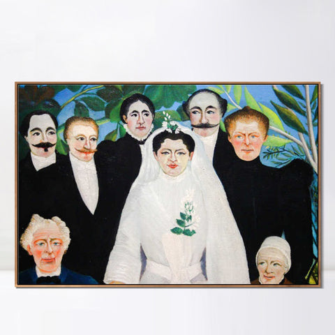 INVIN ART Framed Canvas Giclee Print Art The Wedding Party#2 by Henri Rousseau Wall Art Living Room Home Office Decorations