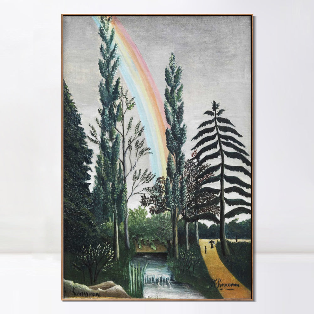 INVIN ART Framed Canvas Giclee Print Art Lake Daumesnil Rainbow Trees by Henri Rousseau Wall Art