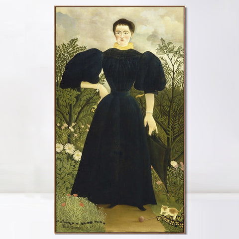 INVIN ART Framed Canvas Giclee Print Art Portrait of a Woman by Henri Rousseau Wall Art Living Room Home Office Decorations