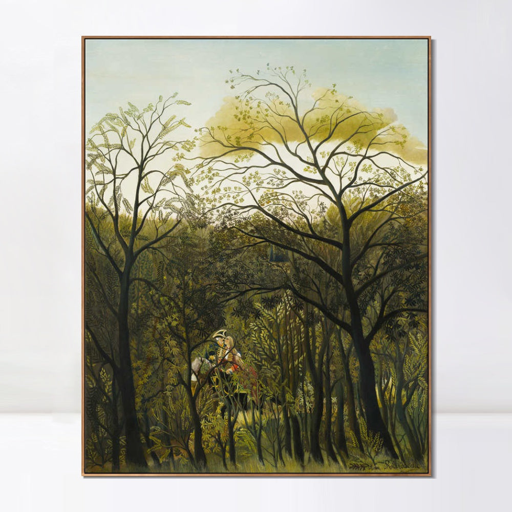 INVIN ART Framed Canvas Giclee Print Art Rendez Vous in the Forest by Henri Rousseau Wall Art