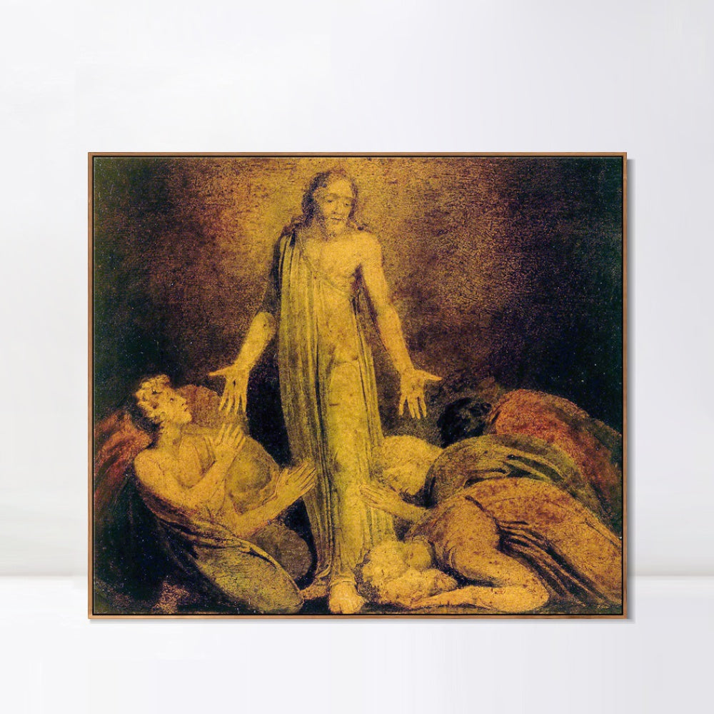 INVIN ART Framed Canvas Giclee Print Art Christ Appearing to The Apostles After The Resurrection#3 by William Blake Wall Art
