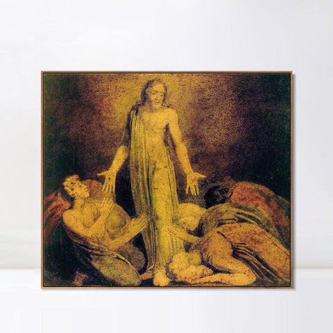 INVIN ART Framed Canvas Giclee Print Art Christ Appearing to The Apostles After The Resurrection#3 by William Blake Wall Art Living Room Home Office Decorations