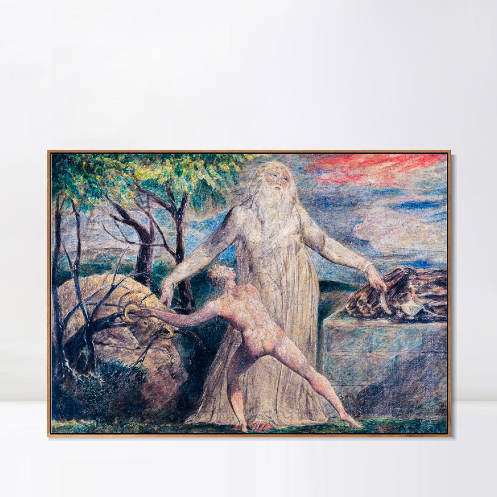 INVIN ART Framed Canvas Giclee Print Art Abraham and Isaac by William Blake Wall Art