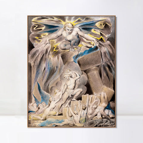 INVIN ART Framed Canvas Giclee Print Art Series#012 by William Blake Wall Art Living Room Home Office Decorations