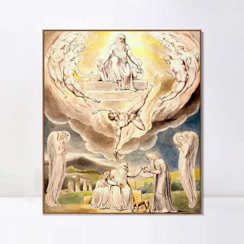 INVIN ART Framed Canvas Giclee Print Art Satan Going Forth from The Presence of The Lord by William Blake Wall Art Living Room Home Office Decorations