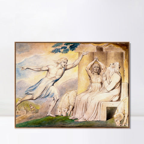 INVIN ART Framed Canvas Giclee Print Art The Messengers Tell Job of His Misfortunes by William Blake Wall Art Living Room Home Office Decorations