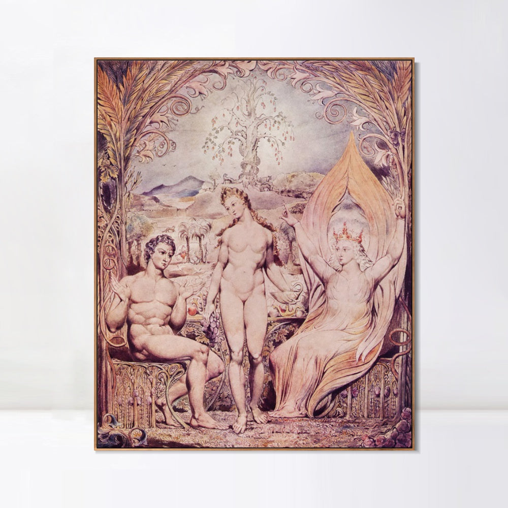 INVIN ART Framed Canvas Giclee Print Art Series#017 by William Blake Wall Art