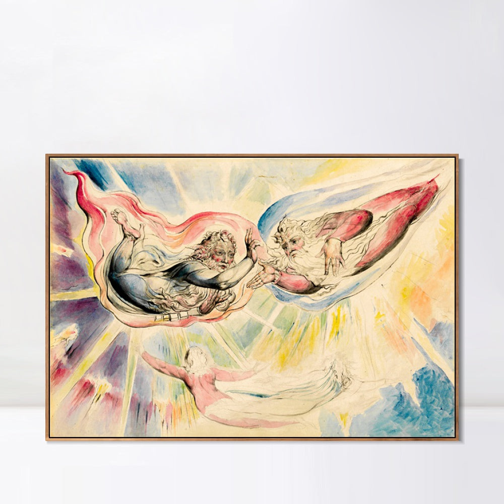 INVIN ART Framed Canvas Giclee Print Art St Peter and St James with Dante and Beatrice by William Blake Wall Art